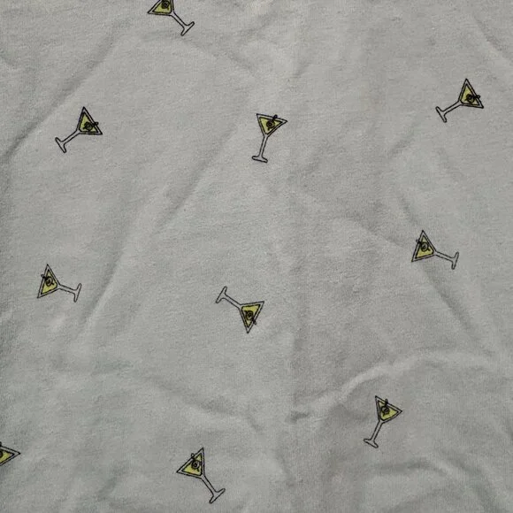 Life is Good Short Sleeve VEE Martini Ditsy print V-neck shirt blue sz XL - Picture 2 of 3